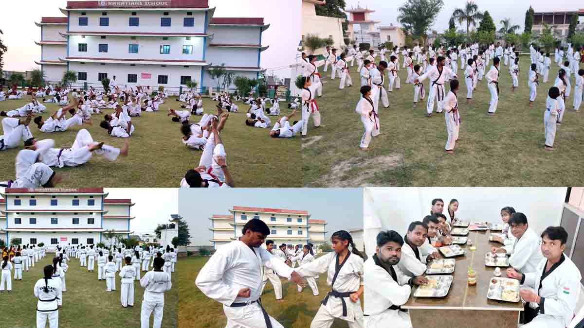 Many students image during karate training